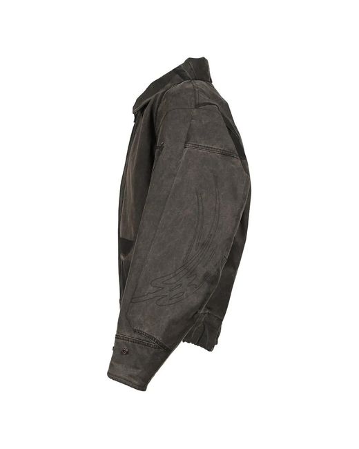 UNDER THE SIGN Black Patchwork Waxed Cotton Jacket for men
