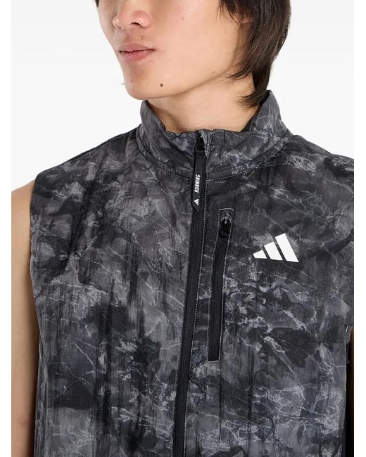 Adidas Blue Spray Dye-Effect Sleeveless Vest for men