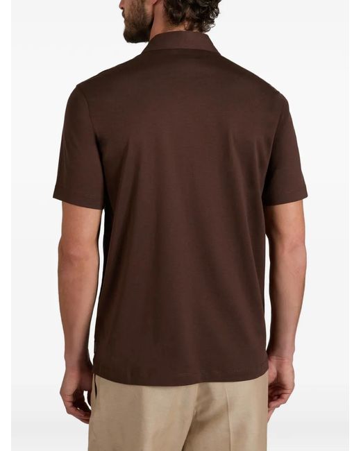 Slowear Brown Button Jersey Polo Shirt for men