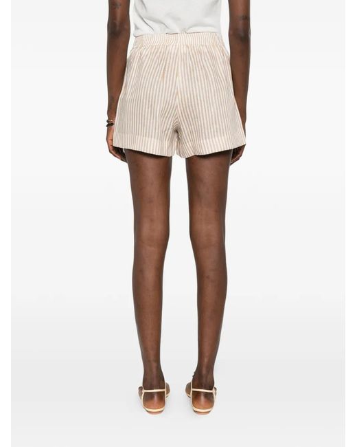 Mc2 Saint Barth Natural Meave Striped Logo-Embroidered Shorts