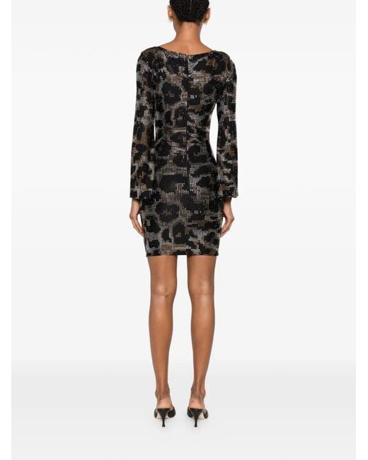 Miron Black Embellished Mini Dress