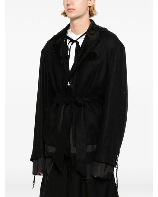 Midorikawa Black Belted Raw-Edge Jacket for men