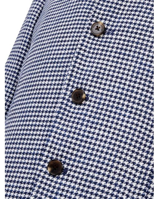 MAN ON THE BOON. Blue Houndstooth Blazer for men