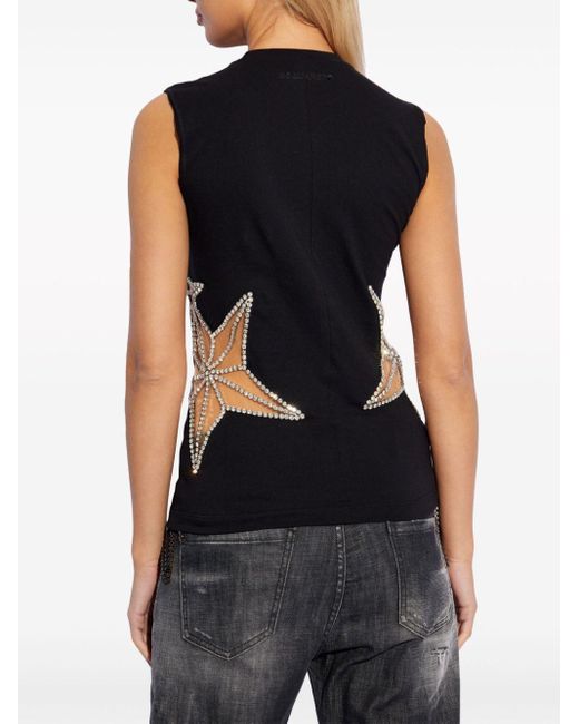 DSquared² Black Crystal-embellished Cotton Vest