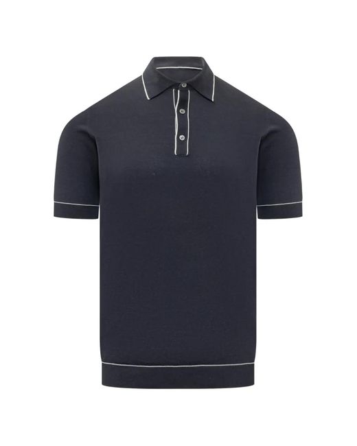 FILIPPO DE LAURENTIIS メンズ ブルー ショートスリーブ ポロシャツ