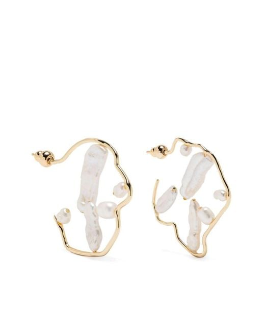 Cult Gaia Metallic Juana Pearl Earrings