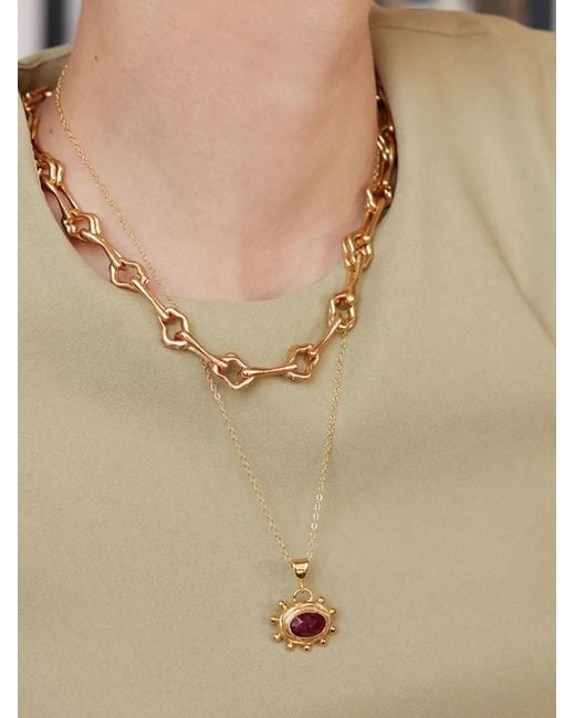 Ottoman Hands Metallic Zand Ruby Necklace