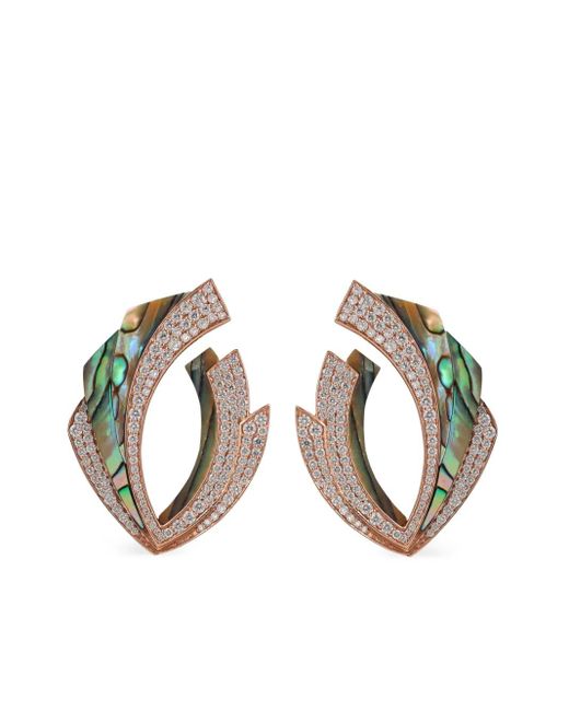 ANANYA Metallic 18Kt Rose Mogra Blossom Abalone And Diamond Earrings