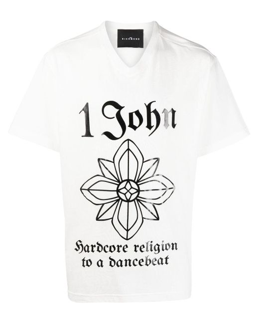 John Richmond Hardcore Religion T-Shirt in White für Herren