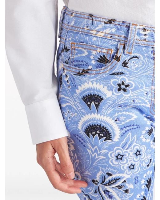 Etro Blue Printed Denim Jeans