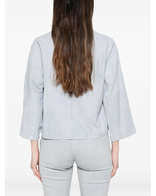 Arma White Zhou Patch-Pocket Leather Jacket