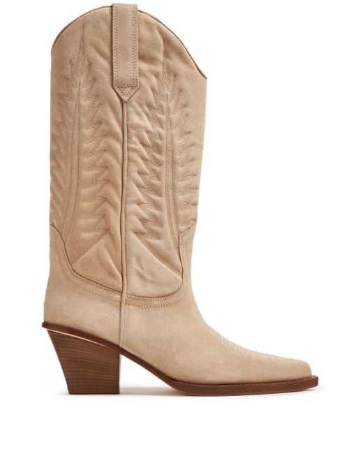 Paris Texas Natural Ankle Boots With Embroidery