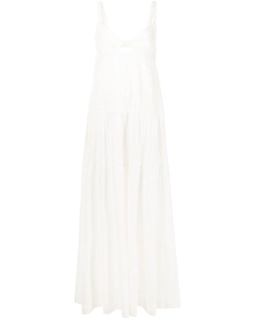 Jonathan Simkhai Cotton Cupped Tiered Maxi Dress in White | Lyst