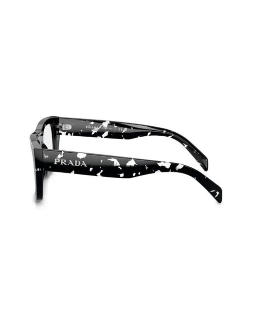 Prada Black Tortoiseshell Rectangle-Frame Glasses