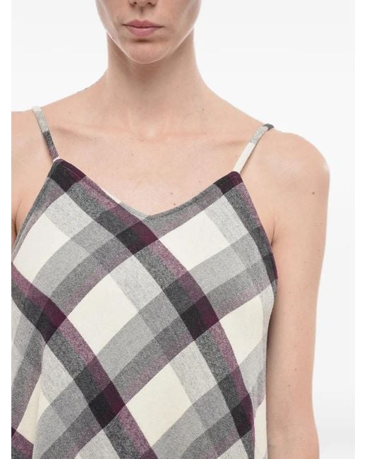 Woolrich White Checked Sleeveless Maxi Dress