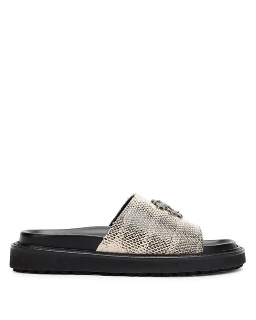 Roberto Cavalli White Snake Monogram Slides for men