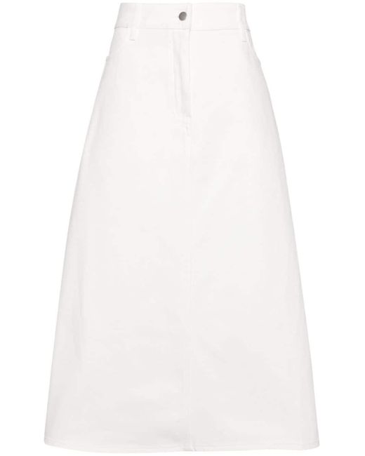 Studio Nicholson White Baringo Denim Midi Skirt