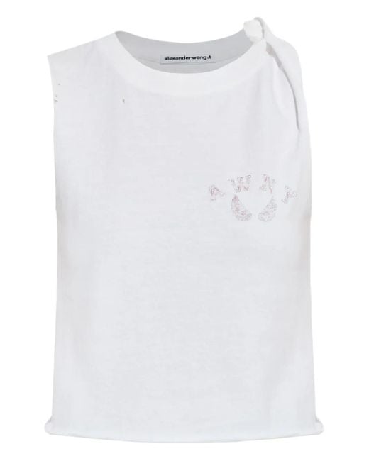 Alexander Wang White Graphic Twisted Muscle Tank