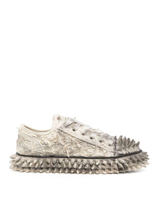 Doublet White Spike-Effect Lace-Up Sneakers for men