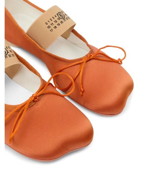 MM6 by Maison Margiela Orange Anatomic Numeric Bow-Detail Ballerina Flats