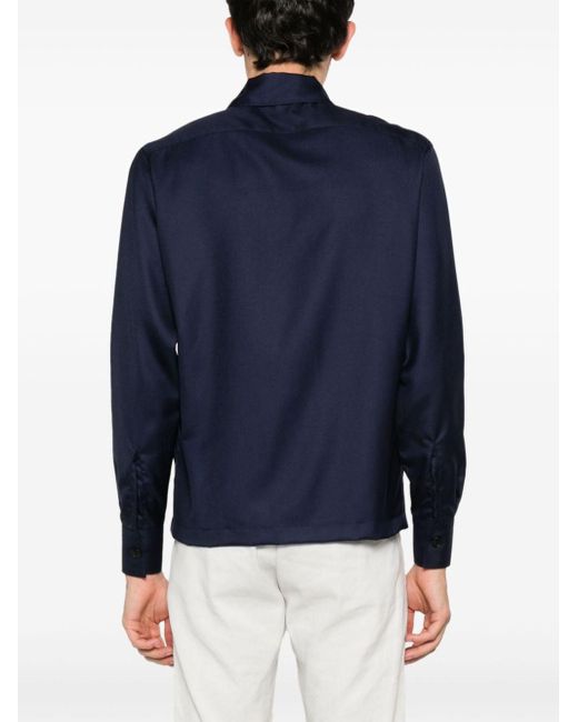 Eleventy Blue Cashmere-blend Shirt Jacket for men