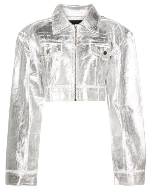 ROTATE BIRGER CHRISTENSEN White Metallic-finish Denim Jacket