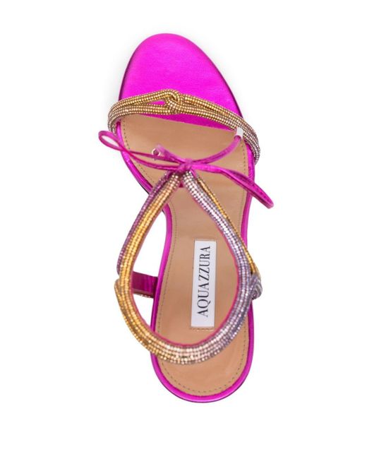Aquazzura Pink 100mm Crystal-embellished Sandals