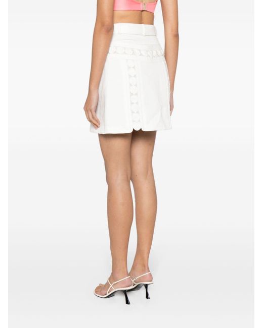 Acler White Heathcote Dot-embroidered Miniskirt