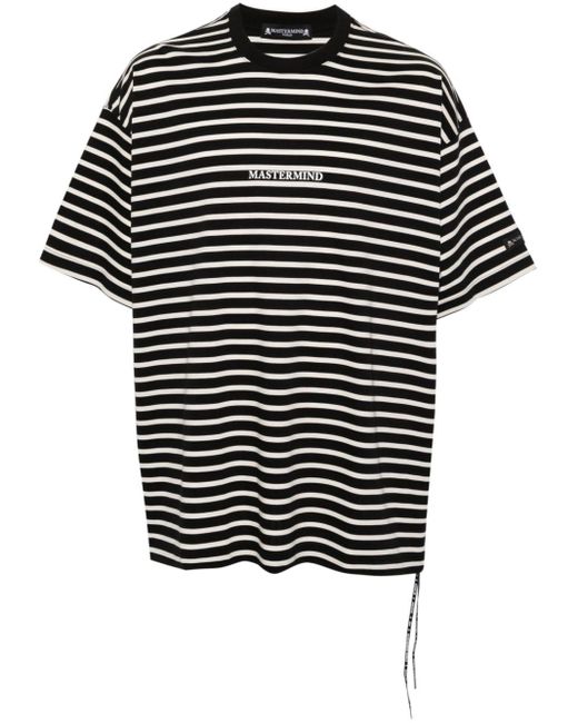 Mastermind Japan Black Logo-print Striped T-shirt for men
