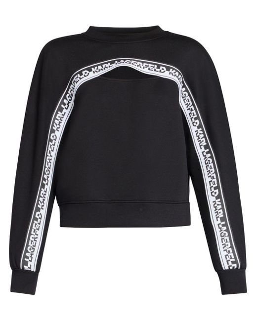 Karl Lagerfeld Black Logo-tape Cut-out Sweatshirt