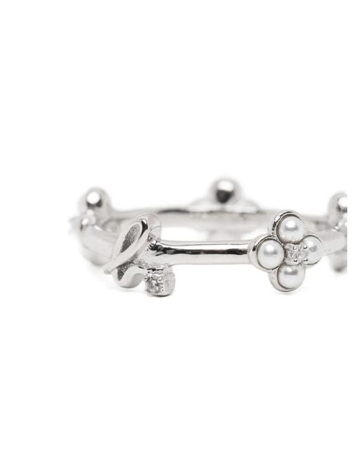 Agnes B. White Double Bloom Ring