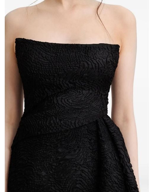 Gemy Maalouf Black Strapless Draped Maxi Dress