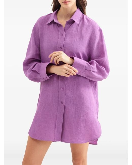 Eres Pink Mignonette Button-Down Linen Shirt
