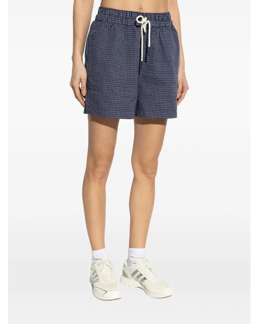 Rethinkit Studios Blue Check-Pattern Drawstring Shorts