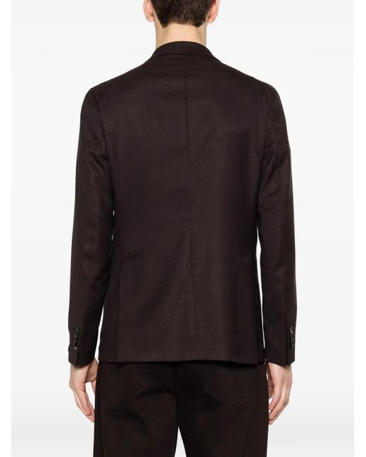 Tagliatore Black Double-Breasted Peak-Lapel Blazer for men