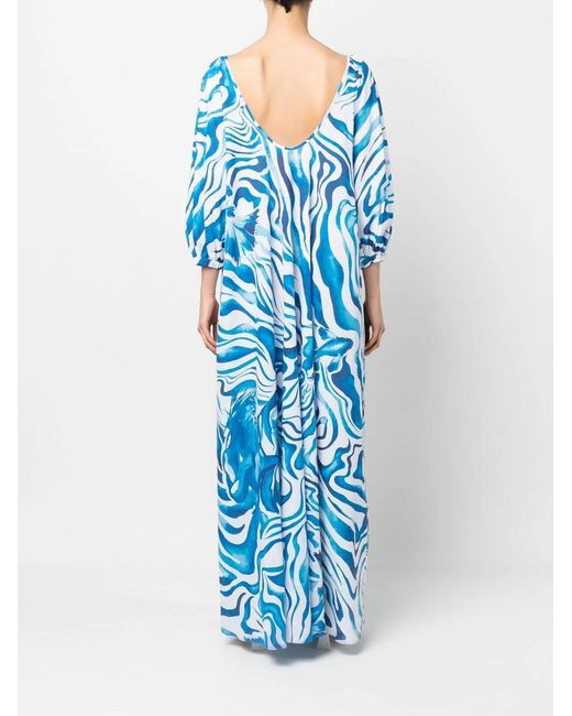 Alberta Ferretti Blue Swirl Print Dress