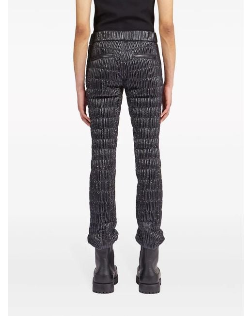 Ferragamo Blue Metallic-Finish Padded Trousers for men