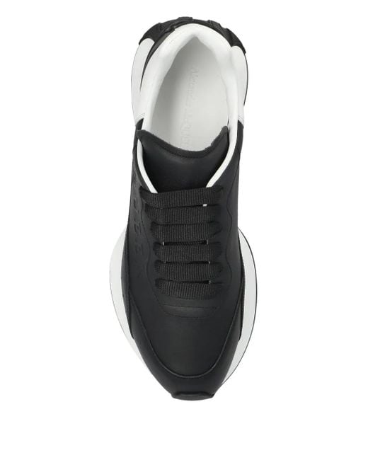 メンズ Alexander McQueen ロゴ レザースニーカー Black