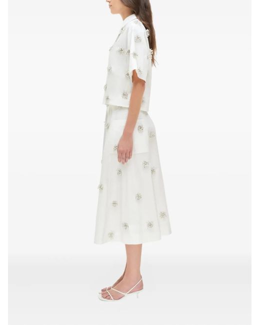 Jonathan Simkhai White Embellished Cotton Skirt
