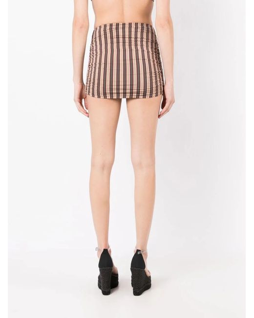 Amir Slama Brown Stripe-Print Mini Skirt