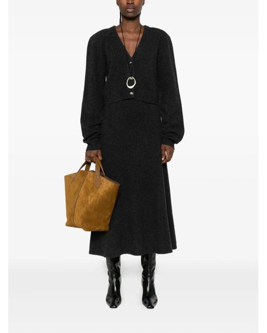 Nanushka Black A-Line Knitted Midi Skirt