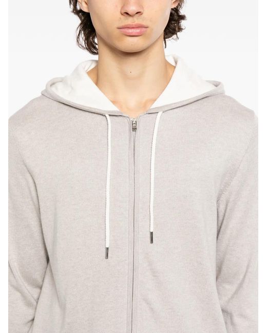 N.Peal Cashmere White Zip-Up Long-Sleeve Hoodie for men