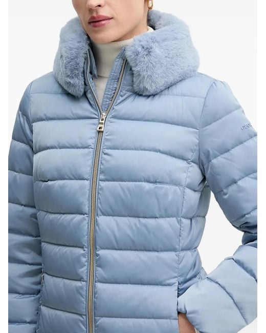 Geox Blue Bettanie Texture-Trim Quilted Jacket