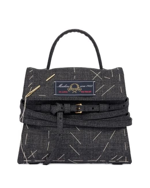 Borsa Tote Con Cuciture A Contrasto di Moschino in Black