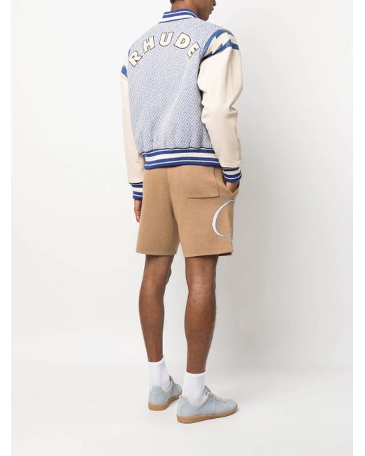 Rhude Blue Diamond-Jacquard Baseball Jacket for men