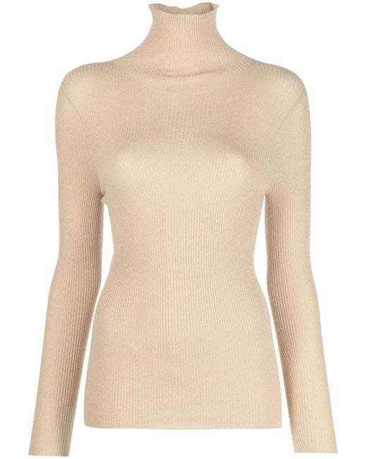 Fabiana Filippi Natural Ribbed-Knit Virgin Wool-Blend Jumper