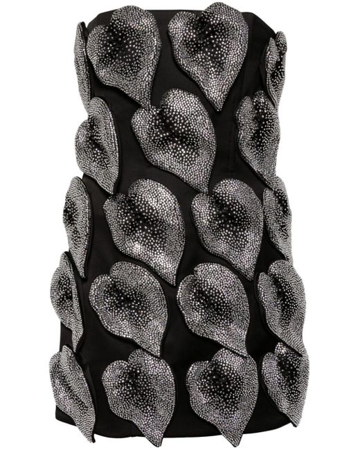 GIUSEPPE DI MORABITO Black Crystal-embellished Strapless Mini Dress