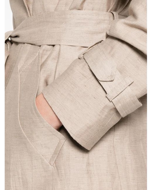 Tagliatore Natural Belted Storm-Flap Coat