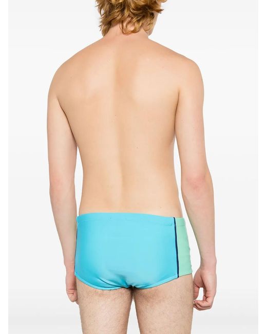 Amir Slama Blue Panelled Piped-Trim Swim Shorts for men
