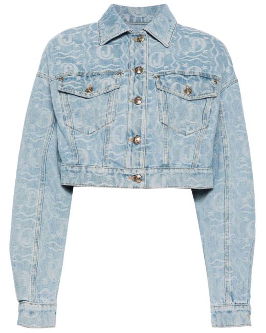 Veste en jean à logo jacquard Just Cavalli en coloris Blue